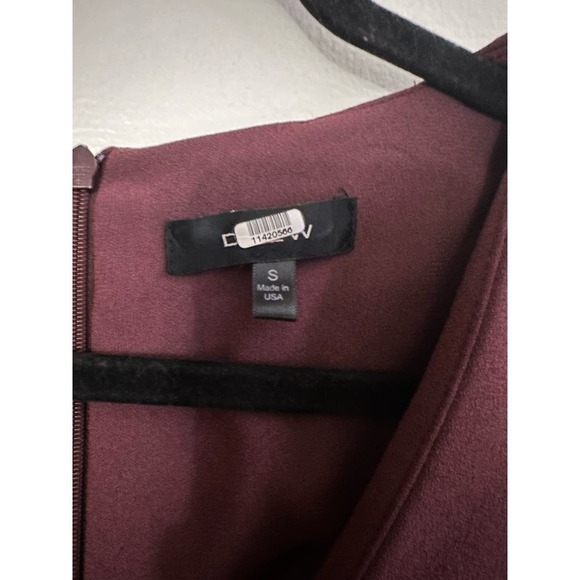 DREW Merlot Mai Drape Sleeve Mini Dress Faux Wrap-Front - Sz Small - Picture 5 of 6